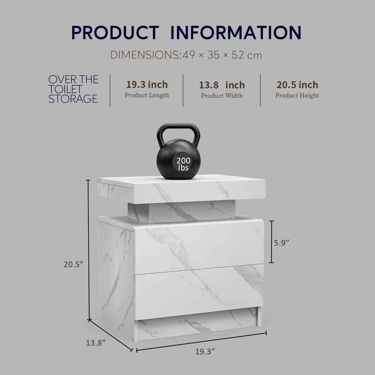 Nightstand LED, Bedside Table Cabinet With 2 Drawers For Bedroom by Couch.com