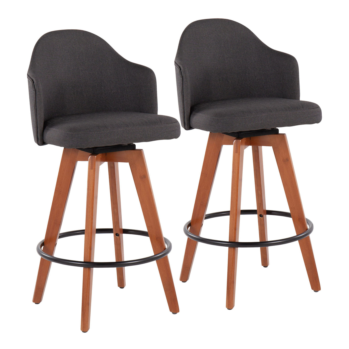 Ahoy - Contemporary Fixed Height Counter Stool With Bamboo Round Footrest (Set of 2) by Couch.com