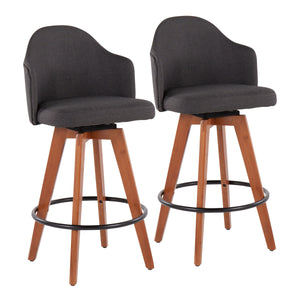 Ahoy - Contemporary Fixed Height Counter Stool With Bamboo Round Footrest (Set of 2) by Couch.com