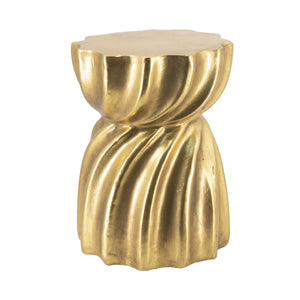 14x14x18.7 Gold Magnesium Accent Stool with Sculptural Swirl Design