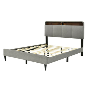 Upholstered Platform Bed With Storage Headboard, Sensor Light And A Set Of Sockets And USB Ports by Couch.com