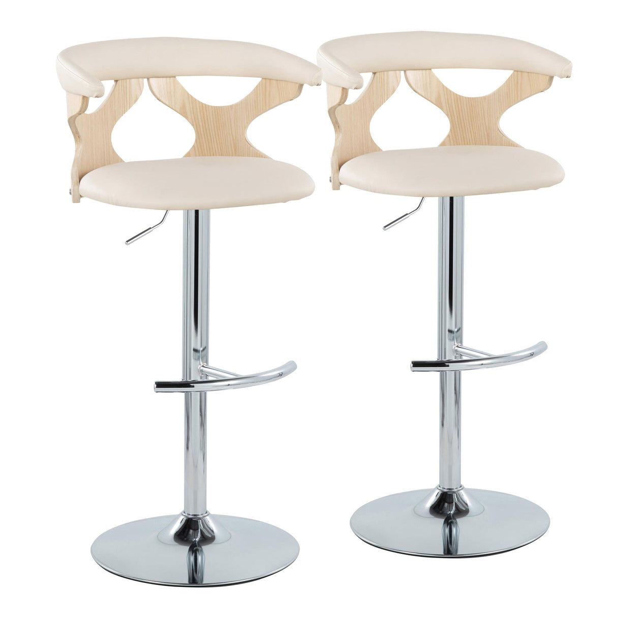 Gardenia - Contemporary Adjustable Barstool & Swivel, Rounded T Footrest (Set of 2) by Couch.com