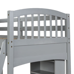 Loft Bed With Storage Shelves, Desk And Ladder by Couch.com