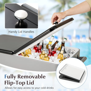 Portable Patio Cooler with Bottom Storage Shelf and Bottle Opener-Gray
