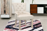 24" Beige Fabric Tufted Arm Chair