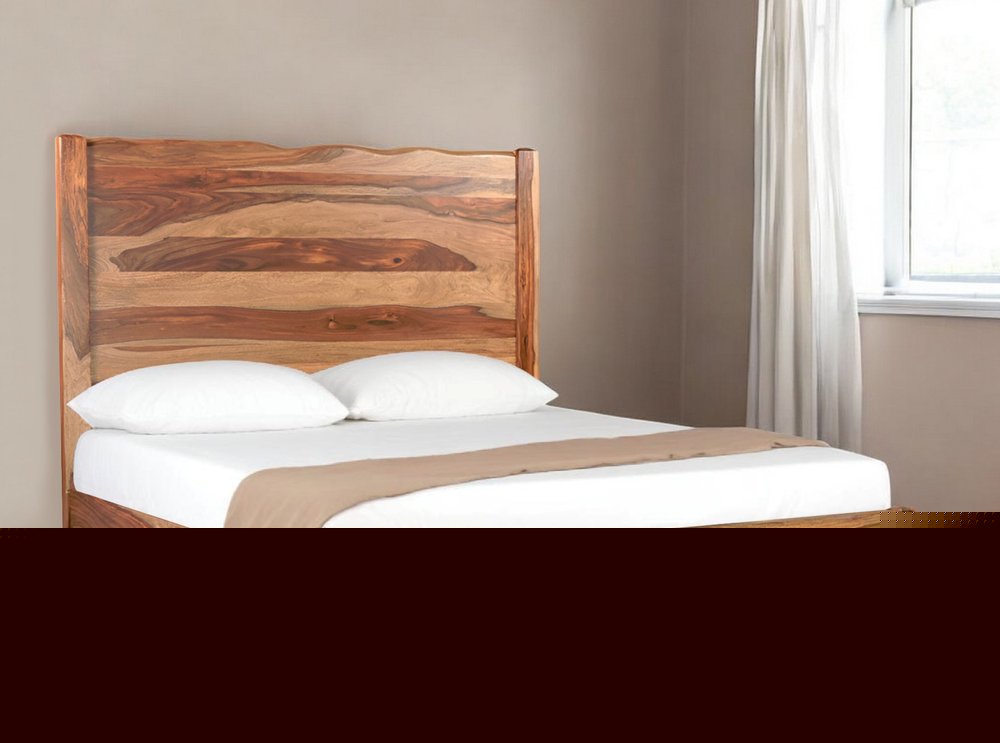 Brown Live Edge Solid Wood King Bed Frame