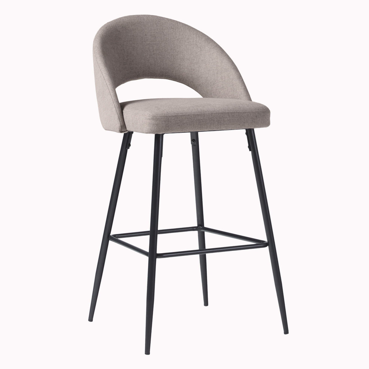 Modern 2 Piece Minimalist Upholstered Bar Stool Set - Mushroom by Couch.com