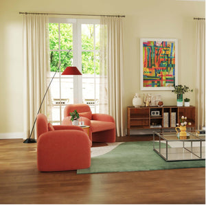 Set of  2 Modern Accent Chair and Marble Top Side Table Set