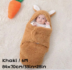 Super Soft Baby Sleeping Bag Fluffy Fleece Newborn Blanket Swaddle Blankets, Unisex Baby Wrap For Newborn Baby Boys Girls With Head-Protecting & Head-Supporting Function, Wearable Swaddle Sleep Sack