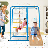 6-in-1 Indoor Jungle Gym with Slide for Boys and Girls 3+ Years Old-Blue