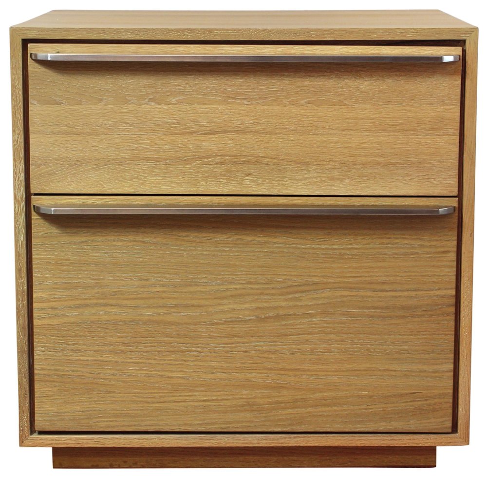 28" Natural Solid and Manufactured Wood Two Drawer Nightstand