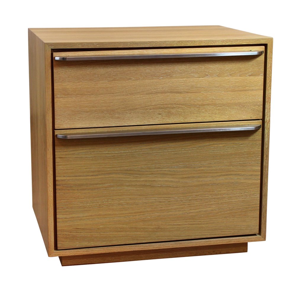 28" Natural Solid and Manufactured Wood Two Drawer Nightstand
