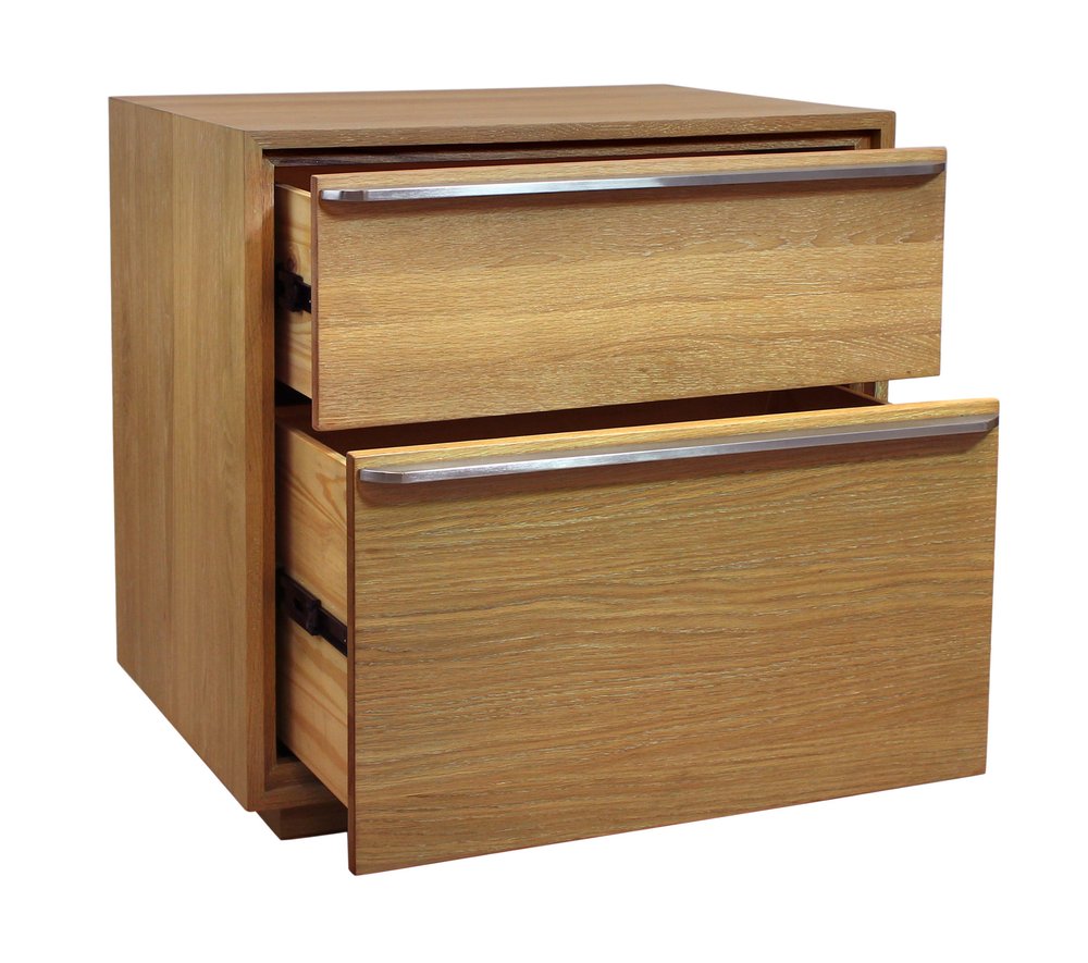 28" Natural Solid and Manufactured Wood Two Drawer Nightstand