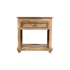 28" Distressed Natural One Drawer Solid Wood Nightstand