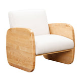29" White And Natural Linen Arm Chair