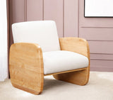 29" White And Natural Linen Arm Chair