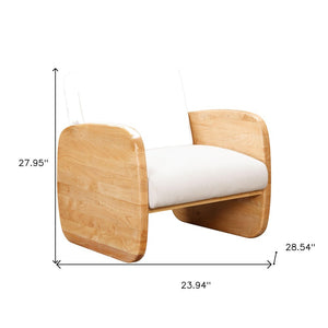 29" White And Natural Linen Arm Chair