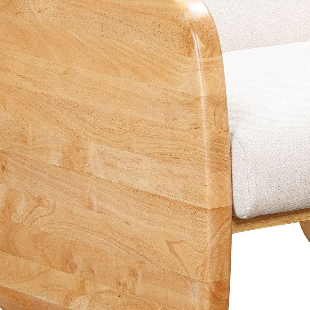 29" White And Natural Linen Arm Chair