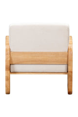 29" White And Natural Linen Arm Chair