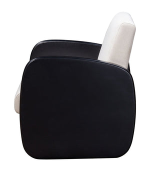 29" White And Natural Linen Arm Chair