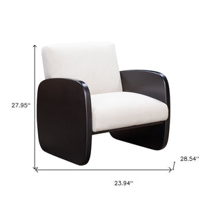 29" White And Natural Linen Arm Chair