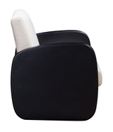 29" White And Natural Linen Arm Chair