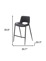 Set of Two 26" Black Faux Leather And Steel Low Back Counter Height Bar Chairs