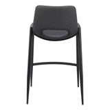 Set of Two 26" Black Faux Leather And Steel Low Back Counter Height Bar Chairs
