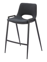 Set of Two 26" Black Faux Leather And Steel Low Back Counter Height Bar Chairs