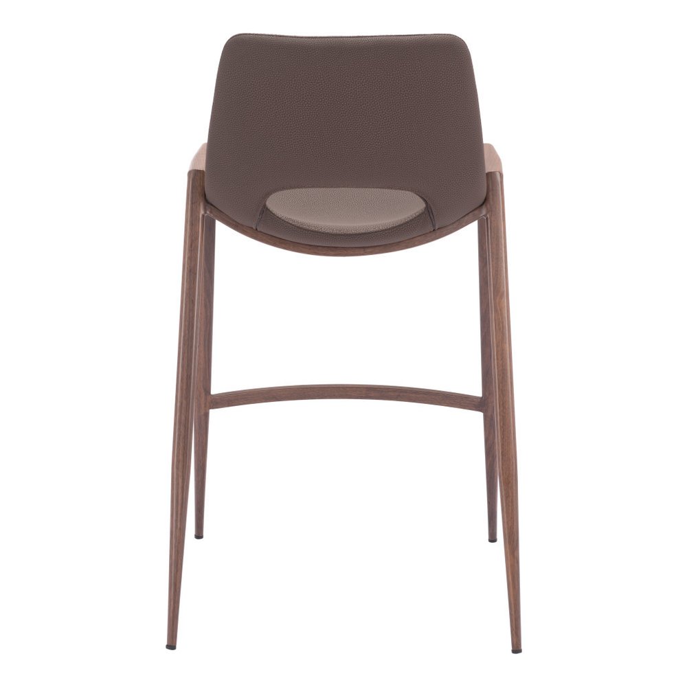 Set of Two 26" Brown Faux Leather And Steel Low Back Counter Height Bar Chairs