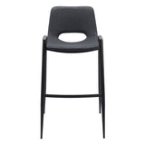 Set of Two 30" Black Faux Leather And Steel Low Back Bar Height Bar Chairs