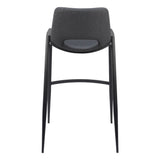 Set of Two 30" Black Faux Leather And Steel Low Back Bar Height Bar Chairs