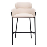 30" Beige And Black Fabric And Steel Bar Height Bar Chair
