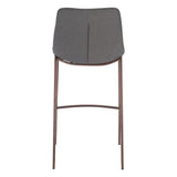 Set of Two 30" Slate Gray and Brown Faux Leather and Steel Bar Height Bar Chairs
