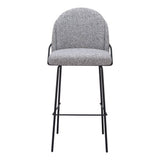 Set of Two 30" Light Gray And Black Shearling And Steel Bar Height Bar Chairs