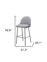 Set of Two 30" Light Gray And Black Shearling And Steel Bar Height Bar Chairs
