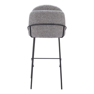 Set of Two 30" Light Gray And Black Shearling And Steel Bar Height Bar Chairs