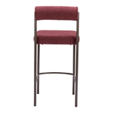 Set of Two 26" Red and Bronze Shearling and Steel Low Back Counter Height Bar Chairs
