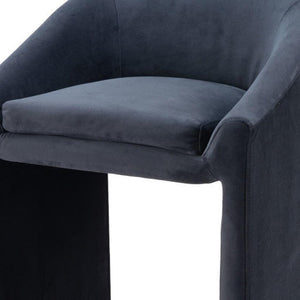 30" Gray And Gold Velvet And Steel Low Back Bar Height Bar Chair