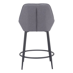 Set of Two 25" Gray And Black Fabric And Steel Counter Height Bar Chairs
