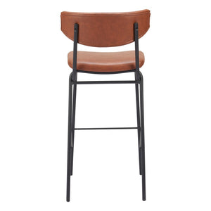 Set of Two 26" Brown And Black Faux Leather And Steel Counter Height Bar Chairs