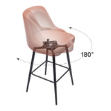 30" Brown And Black Faux Leather And Steel Bar Height Swivel Bar Chair