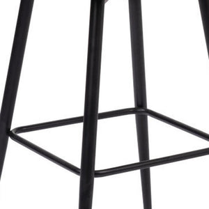 30" Brown And Black Faux Leather And Steel Bar Height Swivel Bar Chair