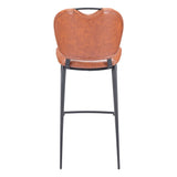 30" Brown And Black Faux Leather And Steel Low Back Bar Height Bar Chair