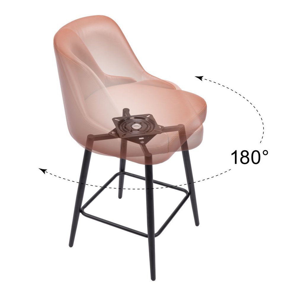 26" Brown And Black Faux Leather And Steel Counter Height Swivel Bar Chair