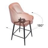 26" Brown And Black Faux Leather And Steel Counter Height Swivel Bar Chair