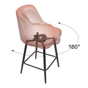 26" Brown And Black Faux Leather And Steel Counter Height Swivel Bar Chair