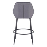 Set of Two 30" Gray And Black Fabric And Steel Bar Height Bar Chairs