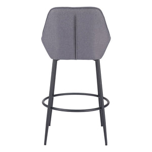 Set of Two 30" Gray And Black Fabric And Steel Bar Height Bar Chairs