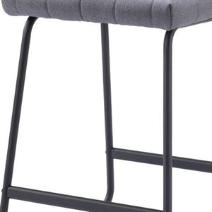 Set of Two 26" Gray And Black Fabric And Steel Counter Height Bar Chairs